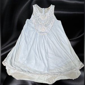 Altar’s State Baby Blue Mesh Crochet Lace Ruffle Babydoll Mini Dress Size Small